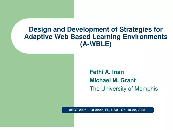 design and development of strategies for adaptive web based learning environments a wble
