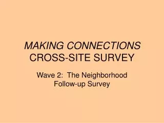 MAKING CONNECTIONS CROSS-SITE SURVEY