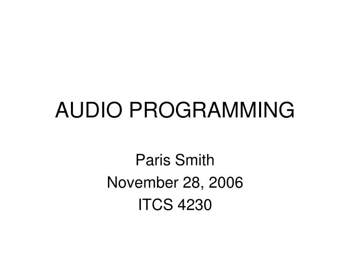 audio programming