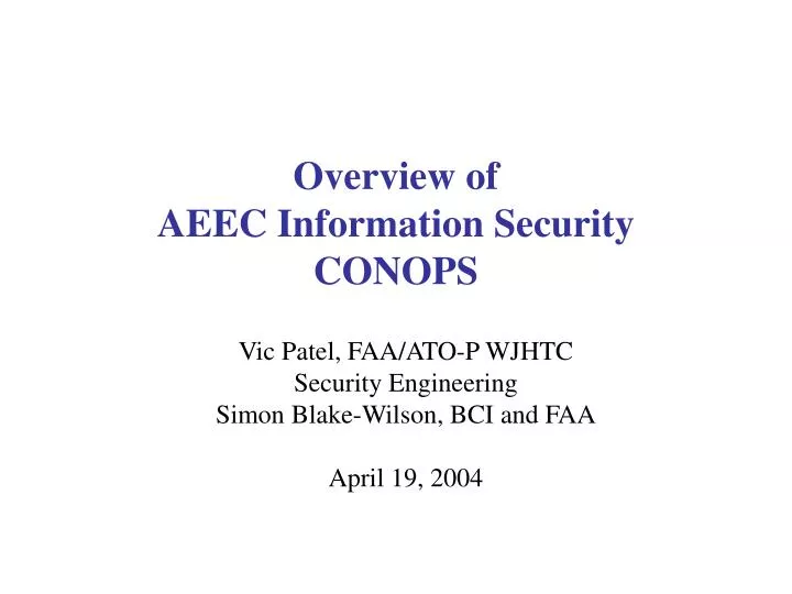 overview of aeec information security conops