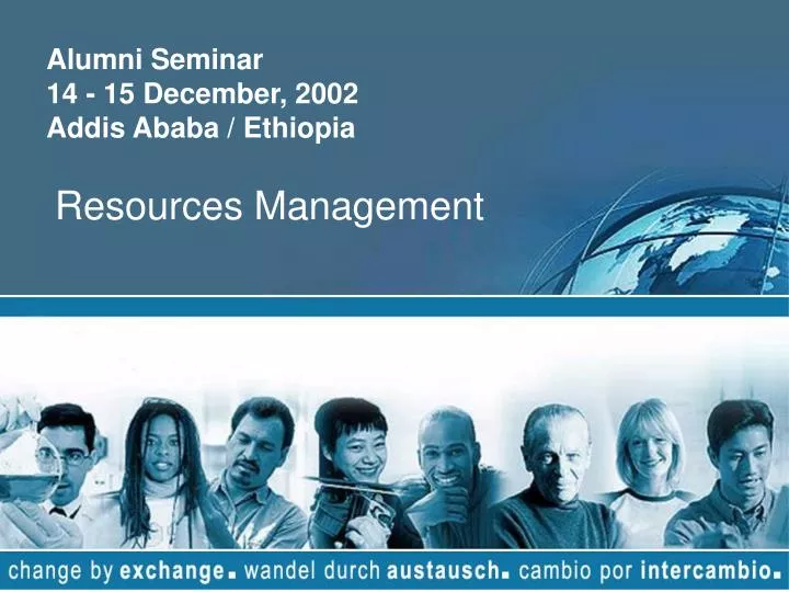 alumni seminar 14 15 december 2002 addis ababa ethiopia resources management