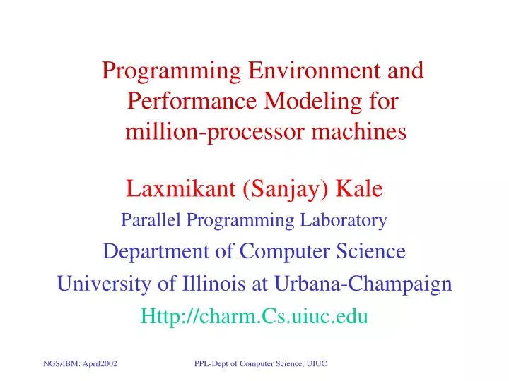 programming environment and performance modeling for million processor machines