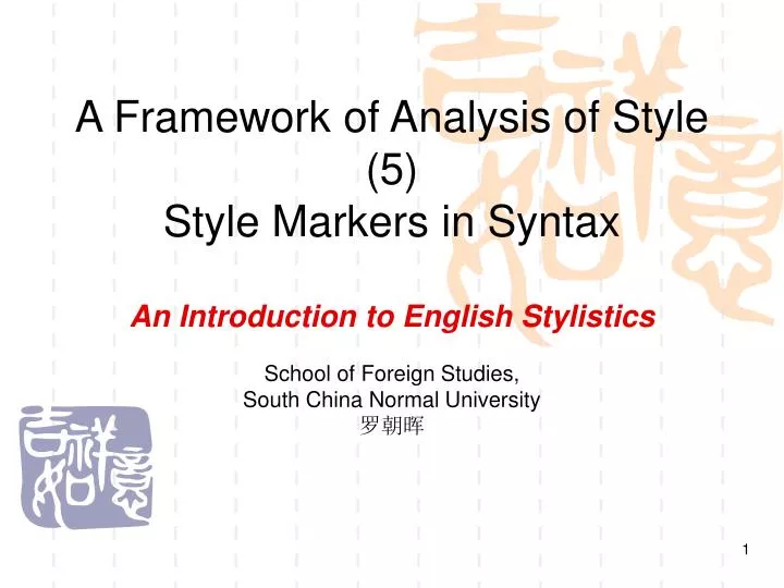 a framework of analysis of style 5 style markers in syntax