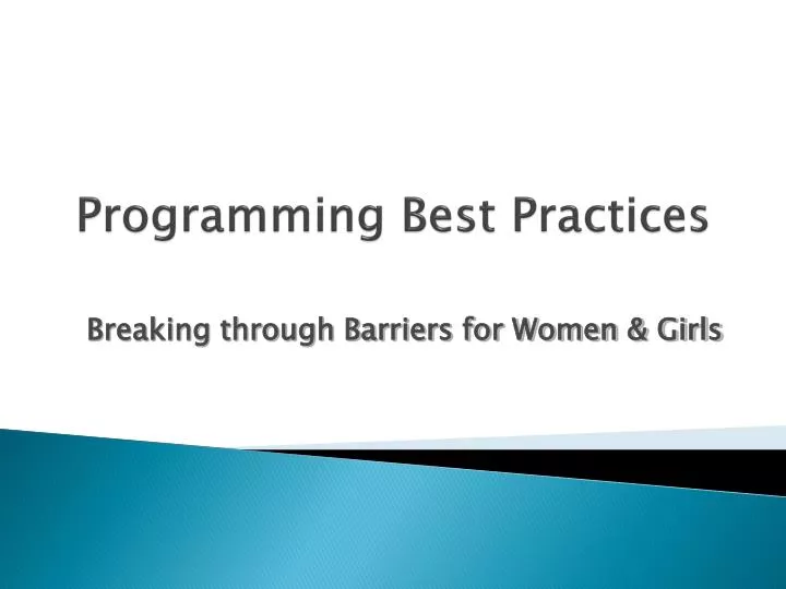 programming best practices