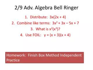 2/9 Adv. Algebra Bell Ringer