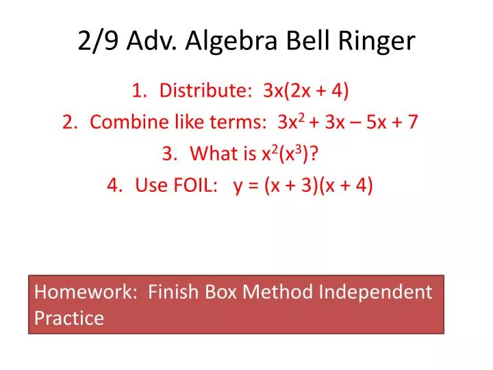 2 9 adv algebra bell ringer