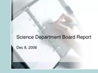 Science Department Board Report