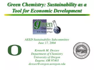 Green Chemistry: Sustainability as a Tool for Economic Development