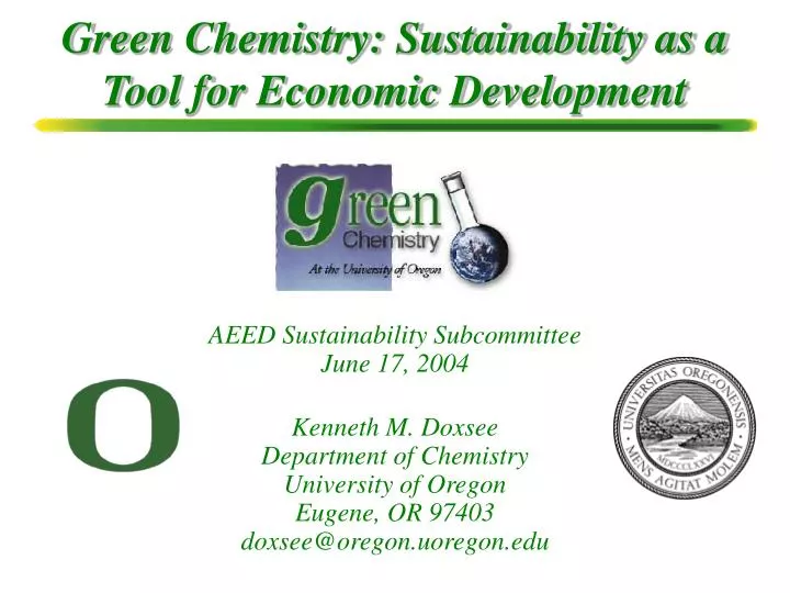 green chemistry sustainability as a tool for economic development