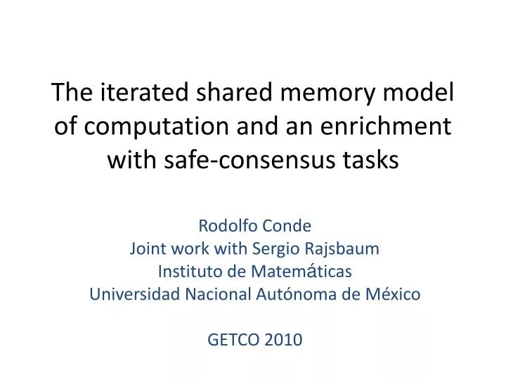 the iterated shared memory model of computation and an enrichment with safe consensus tasks