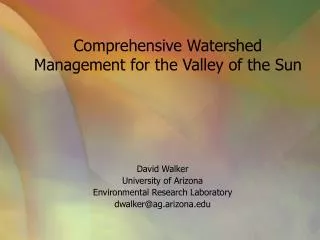 Comprehensive Watershed Management for the Valley of the Sun