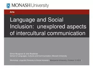 Language and Social Inclusion: unexplored aspects of intercultural communication