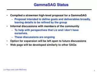 GammaSAG Status