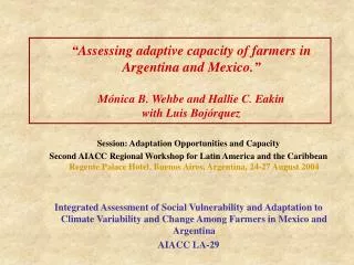 Session: Adaptation Opportunities and Capacity