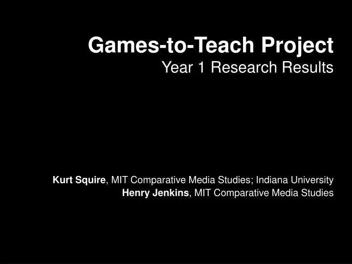 games to teach project year 1 research results