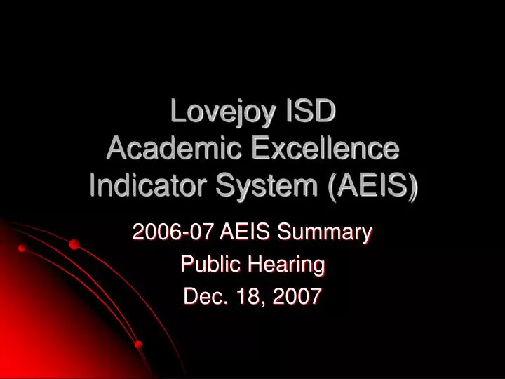 lovejoy isd academic excellence indicator system aeis