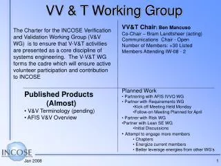 VV &amp; T Working Group