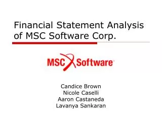 Financial Statement Analysis of MSC Software Corp.
