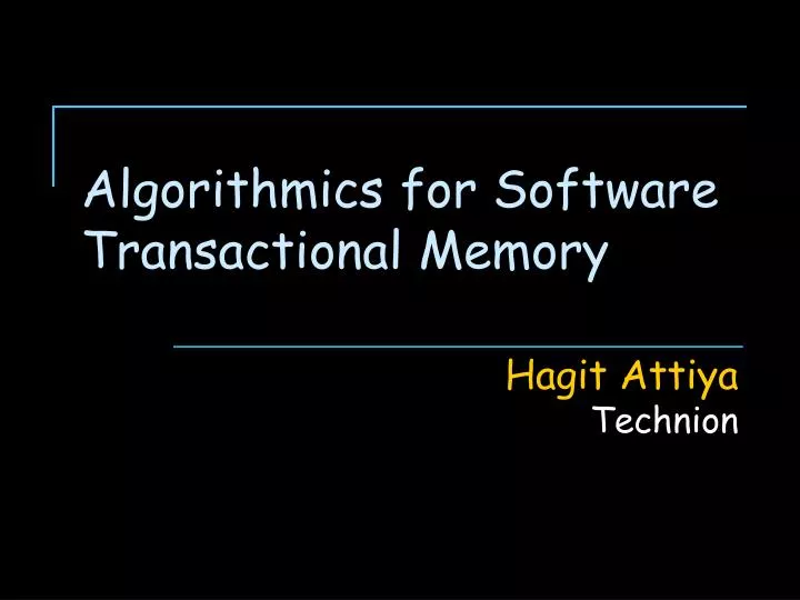 algorithmics for software transactional memory