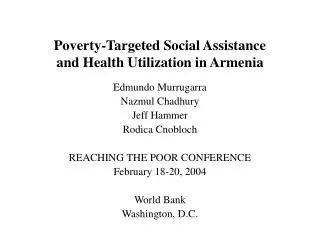 Poverty-Targeted Social Assistance and Health Utilization in Armenia