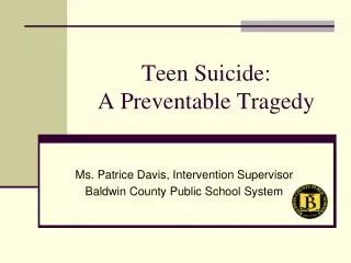 Teen Suicide: A Preventable Tragedy