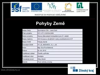 pohyby zem