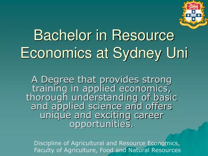 bachelor in resource economics at sydney uni