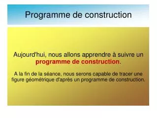 programme de construction