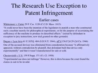 The Research Use Exception to Patent Infringement