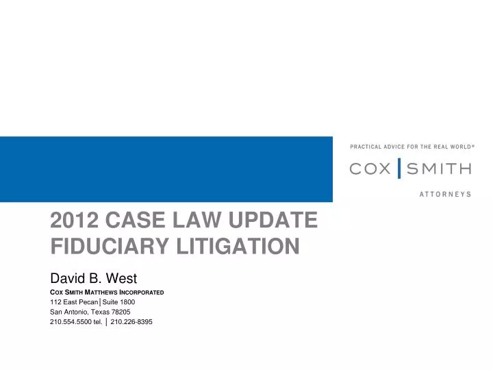 2012 case law update fiduciary litigation