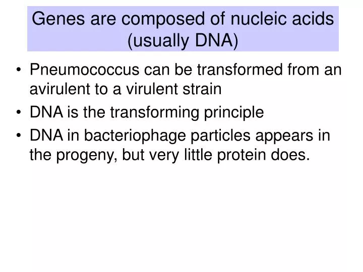 genes are composed of nucleic acids usually dna