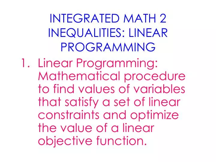 integrated math 2 inequalities linear programming