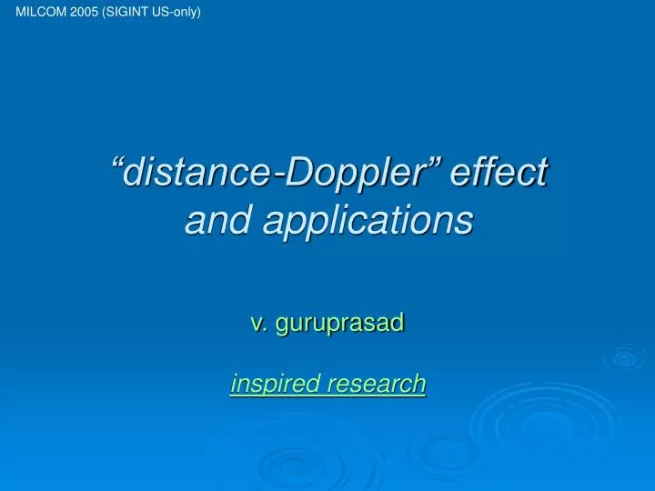 distance doppler effect and applications