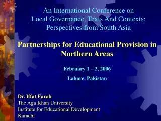 Partnerships for Educational Provision in Northern Areas