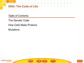 Table of Contents The Genetic Code How Cells Make Proteins Mutations