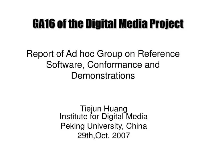 report of ad hoc group on reference software conformance and demonstrations