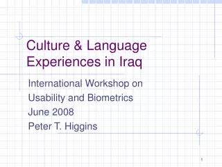 Culture &amp; Language Experiences in Iraq