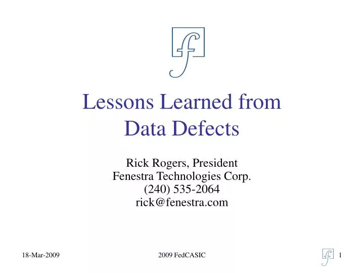 lessons learned from data defects