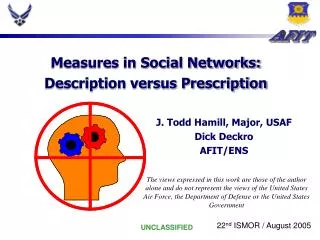 Measures in Social Networks: Description versus Prescription