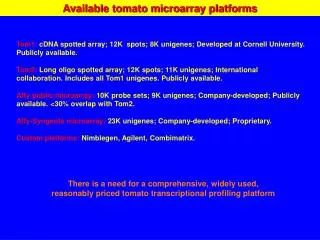 Available tomato microarray platforms