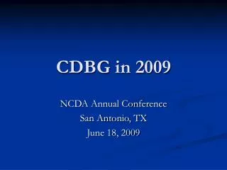CDBG in 2009