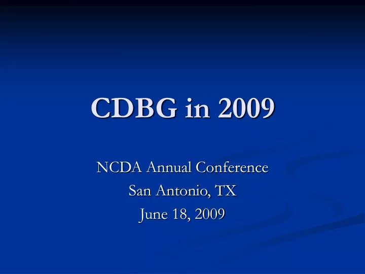 cdbg in 2009