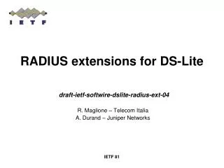 RADIUS extensions for DS-Lite