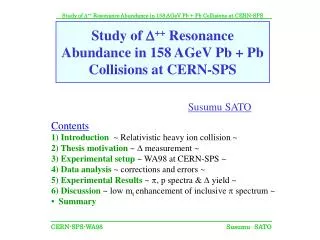 Study of D ++ Resonance Abundance in 158 AGeV Pb + Pb Collisions at CERN-SPS