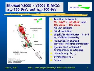 BRAHMS Y2000 + Y2001 @ RHIC: ?s nn =130 GeV, and ?s nn =200 GeV