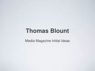 Media Magazine Initial Ideas