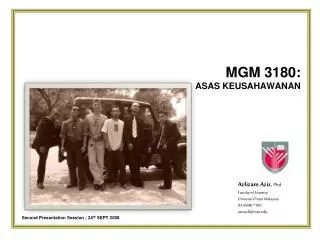 MGM 3180: ASAS KEUSAHAWANAN