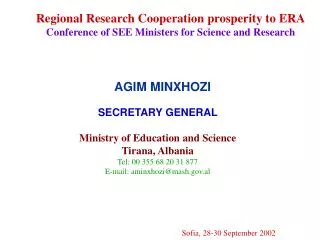 Regional Research Cooperation prosperity to ERA
