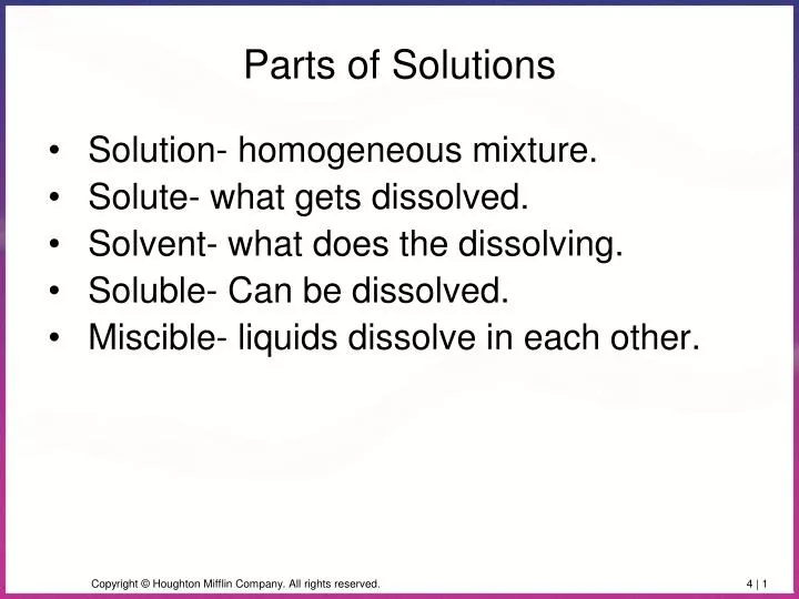 parts of solutions