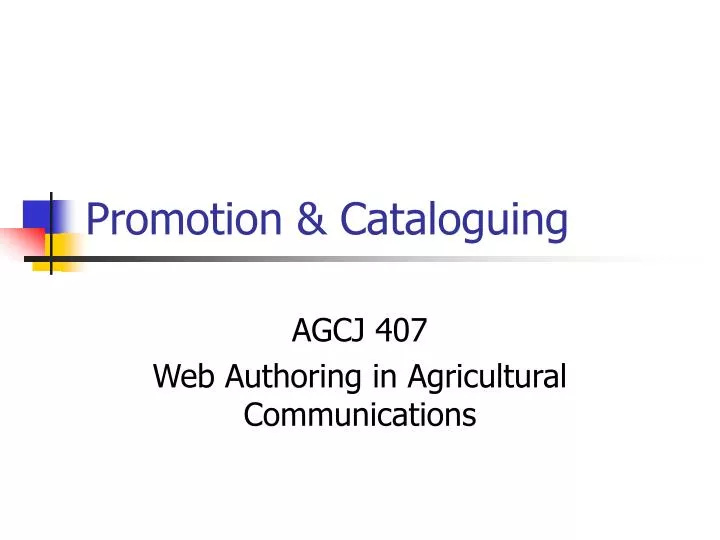 promotion cataloguing